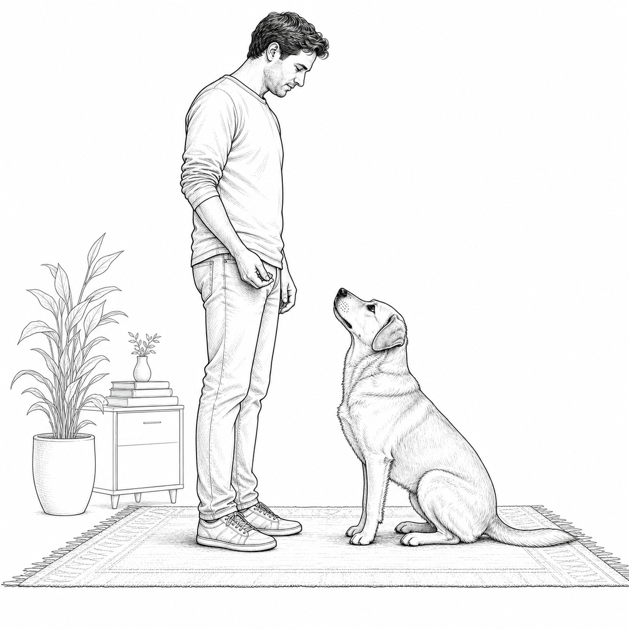 Sketch demonstrating Name Means Look at Me